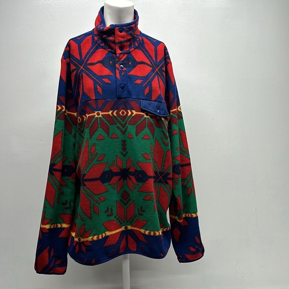 Polo Ralph Lauren Fleece Geo Print Half Snap Mock Neck Sweatshirt Men's Large